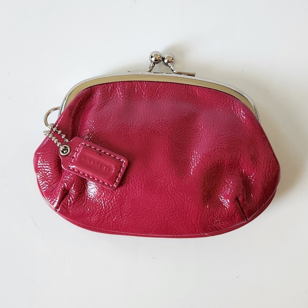 Coach Patent Leather Coin Purse Pouch Wallet Berry Pink